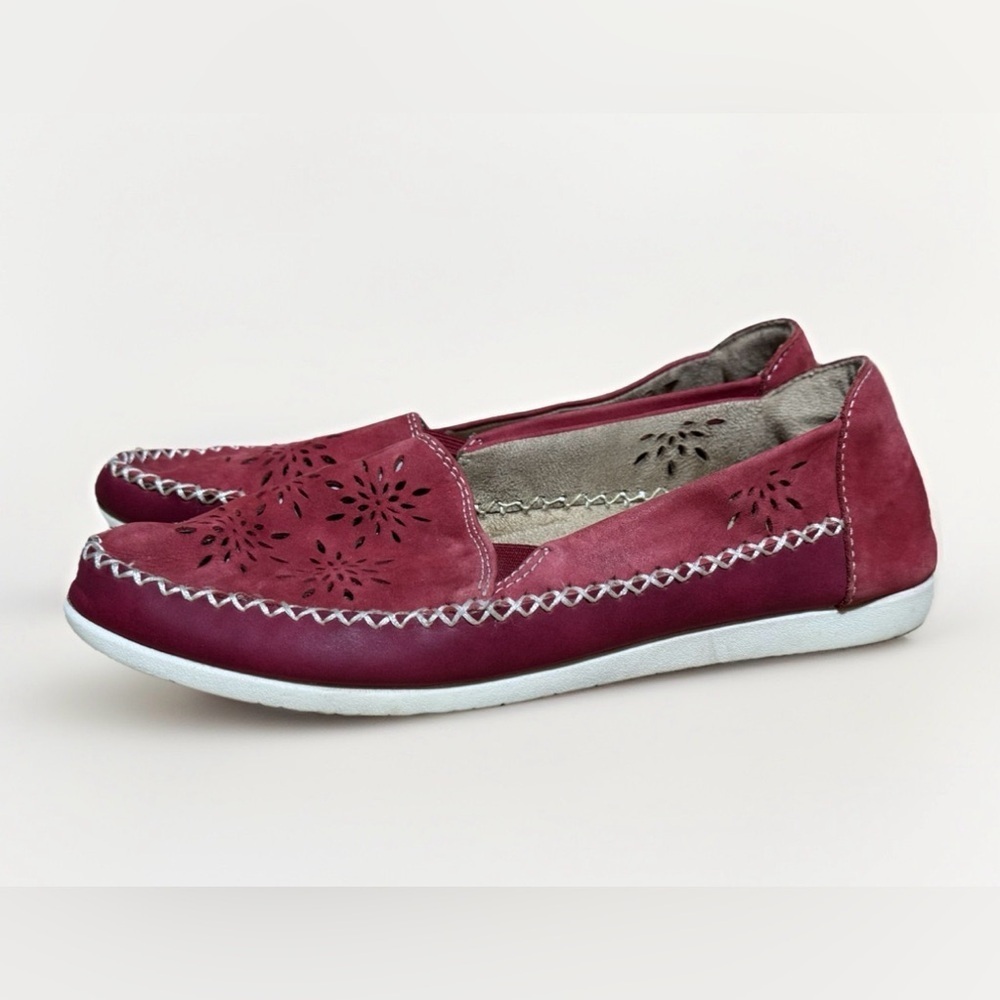 Earth Origins Lark Lorelei Red leather loafers Women's 9 shoes slip on flats